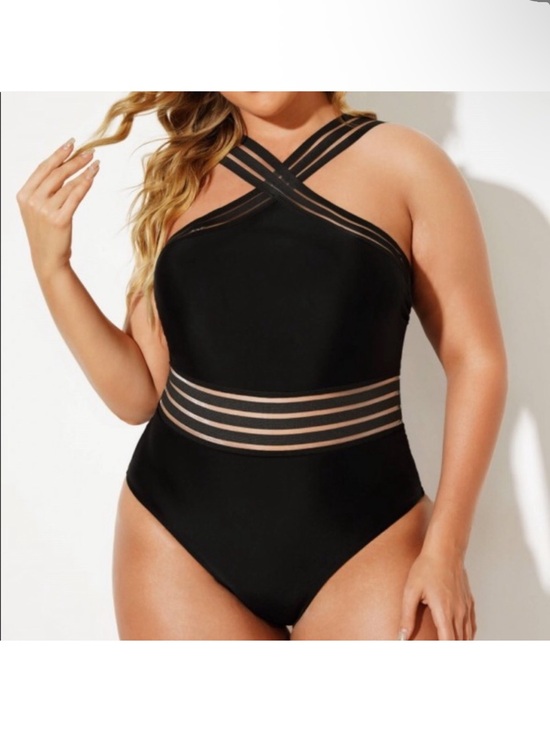Cbrand Other - Black Crisscross Mesh-Detail One-Piece Swimsuit - Women Swim